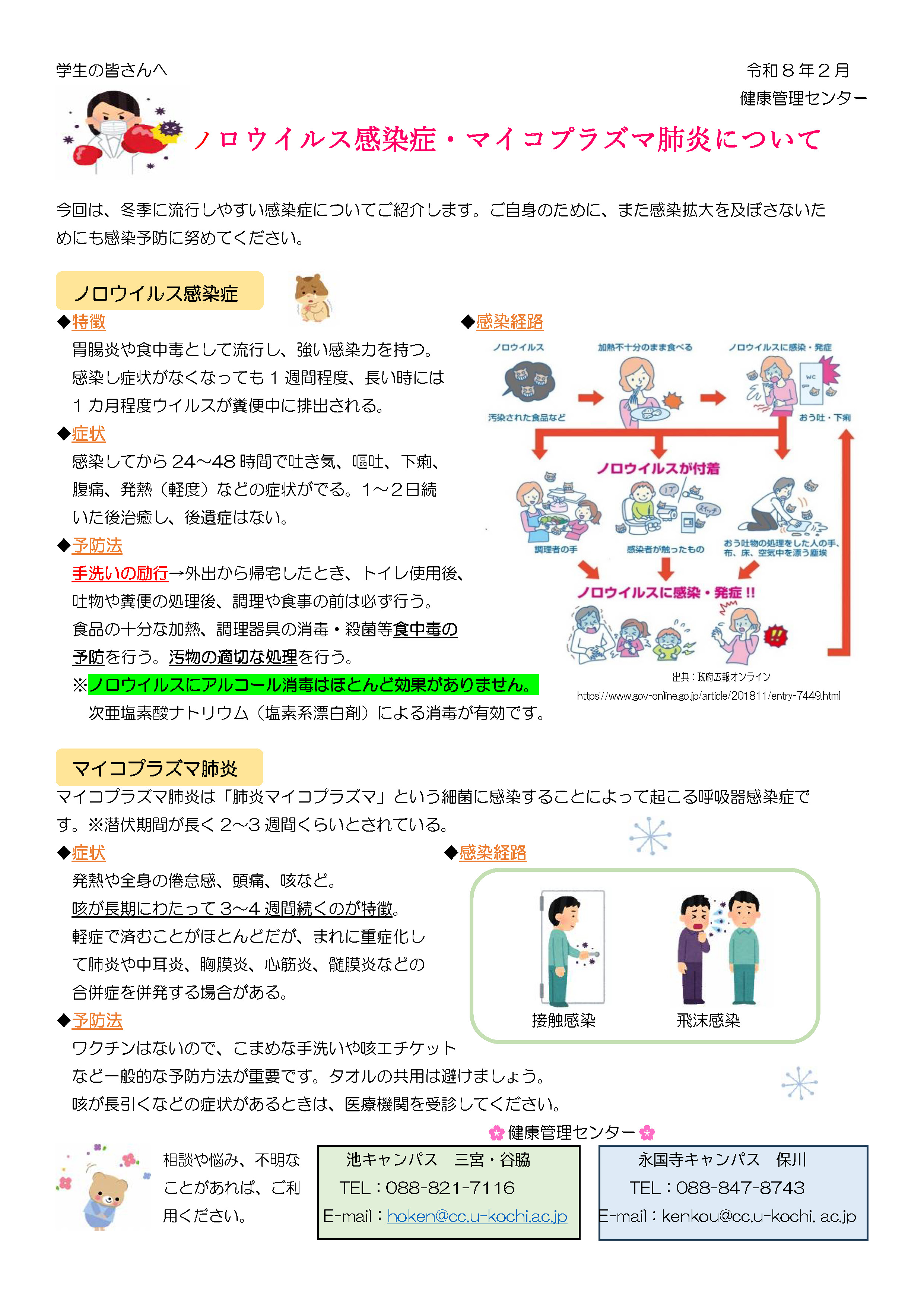 ノロウイルス感染症・マイコプラズマ肺炎について　チラシ
